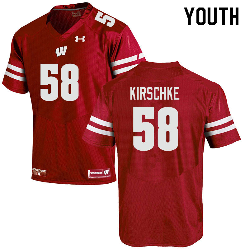 Youth #58 Gabe Kirschke Wisconsin Badgers College Football Jerseys Sale-Red - Click Image to Close